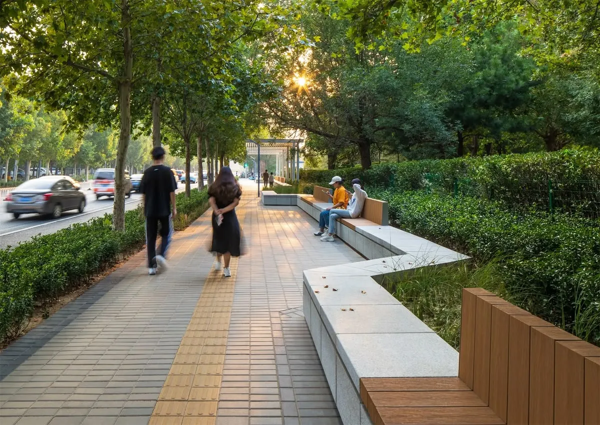 Sweeping in a park or scenic area